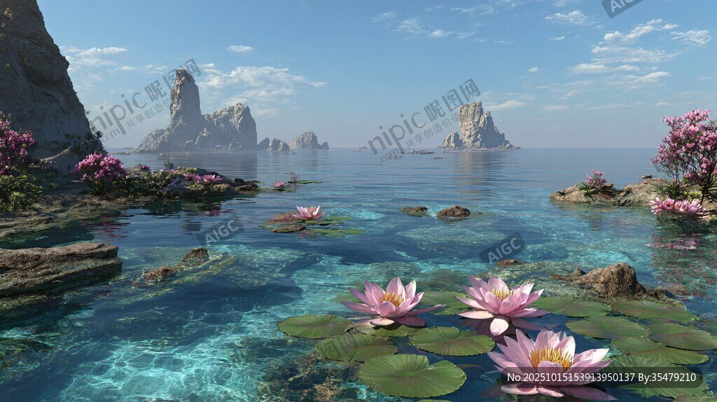 梦幻海上睡莲奇幻美景