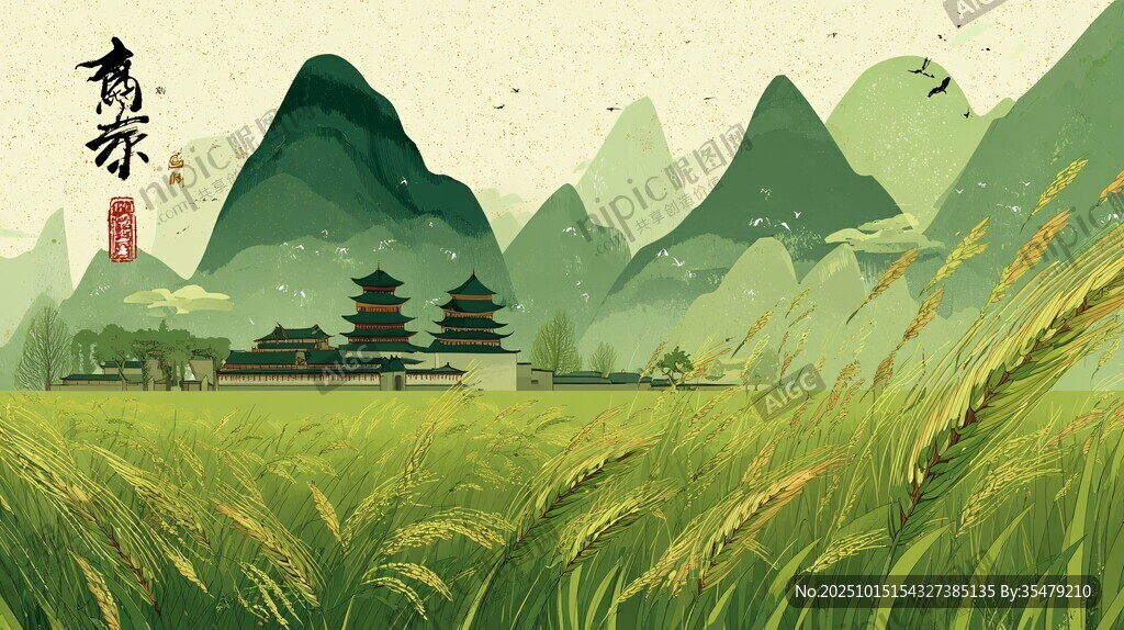 水墨山水间的田园诗意
