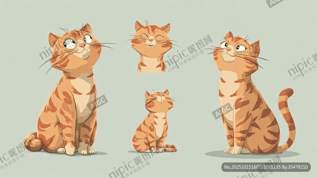 可爱橘猫多姿态展示