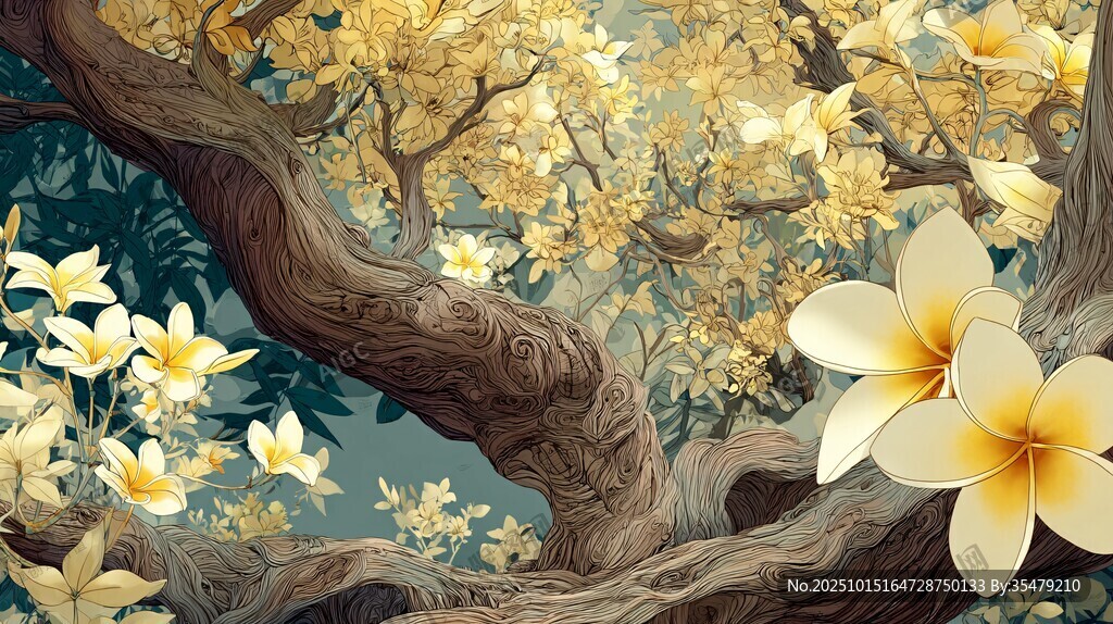 繁花古树图