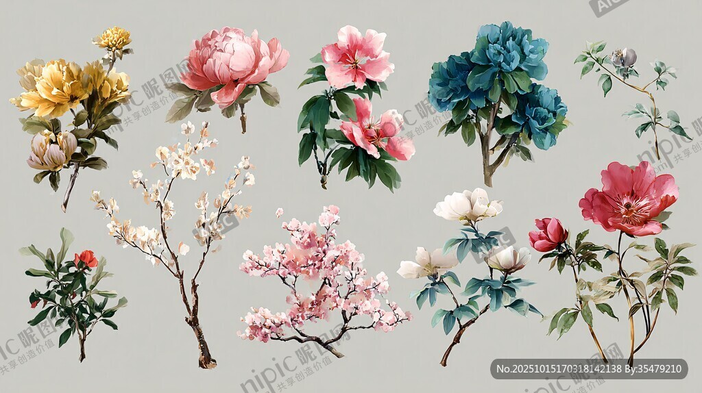 多彩花卉插画集合