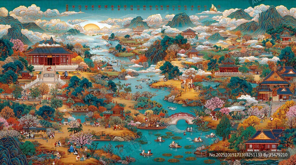 古代繁华山水园林盛景
