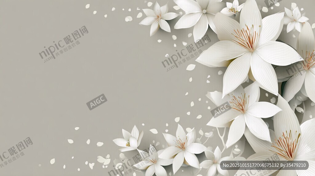 白色花卉装饰背景图