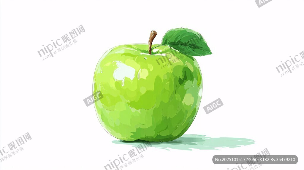 青苹果水彩画