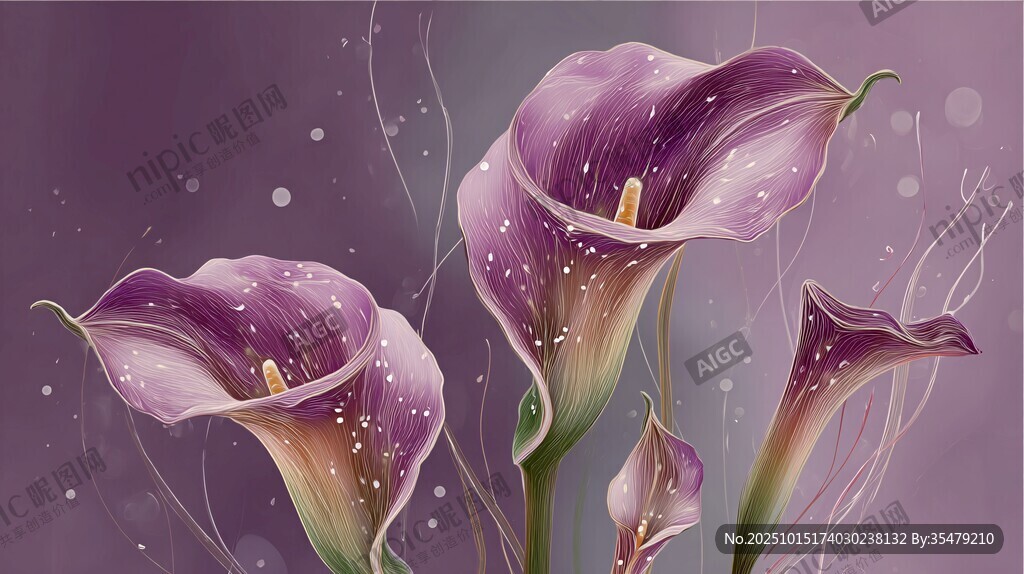 梦幻紫色马蹄莲插画
