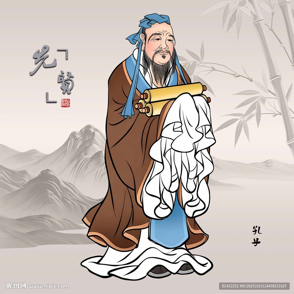 孔子讲学图孔子画像
