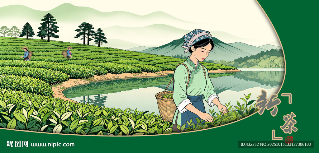 茶园采茶女采茶姑娘