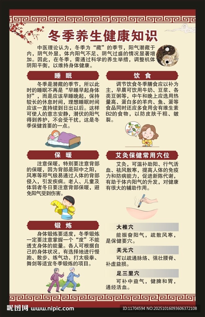 冬季中医养生知识海报