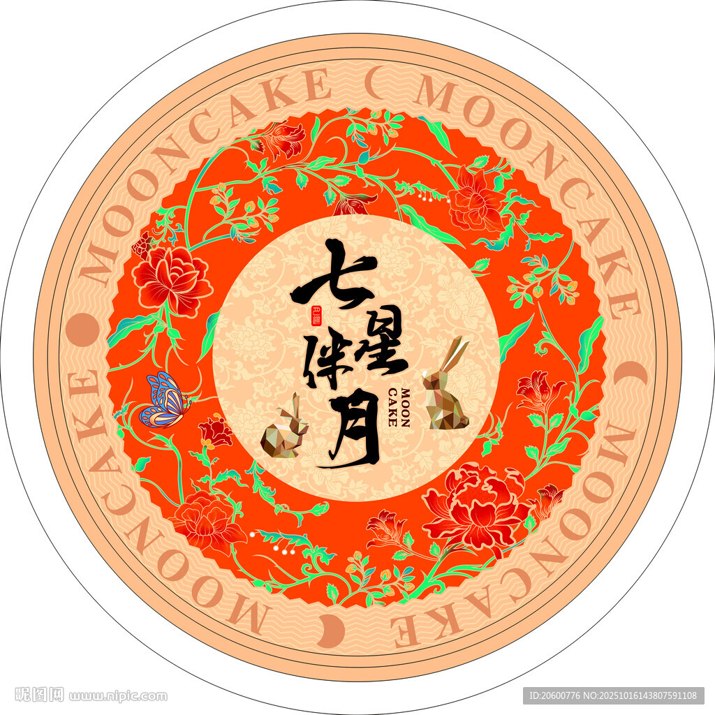 中式圆形七星月图案设计