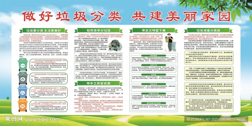 绿色环保垃圾分类宣传展板