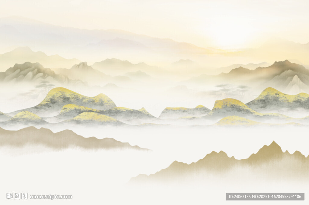 中式屏风山水画