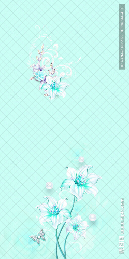清新淡蓝花卉背景图