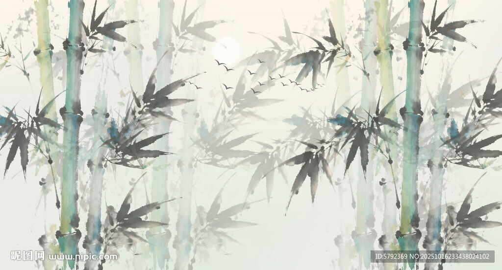 新中式水墨竹林背景