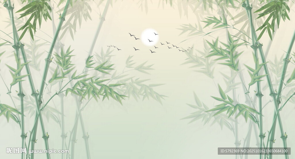 竹影 水墨灯箱竹林