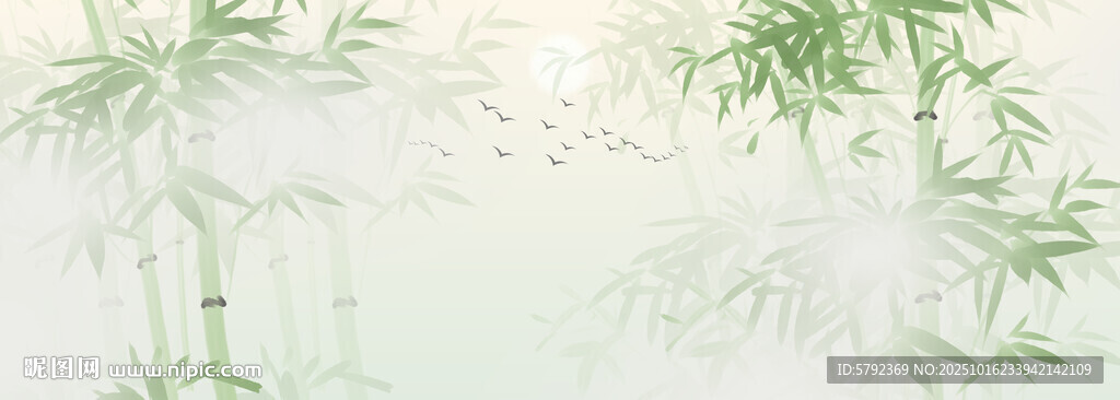 新中式水墨竹子竹林背景墙