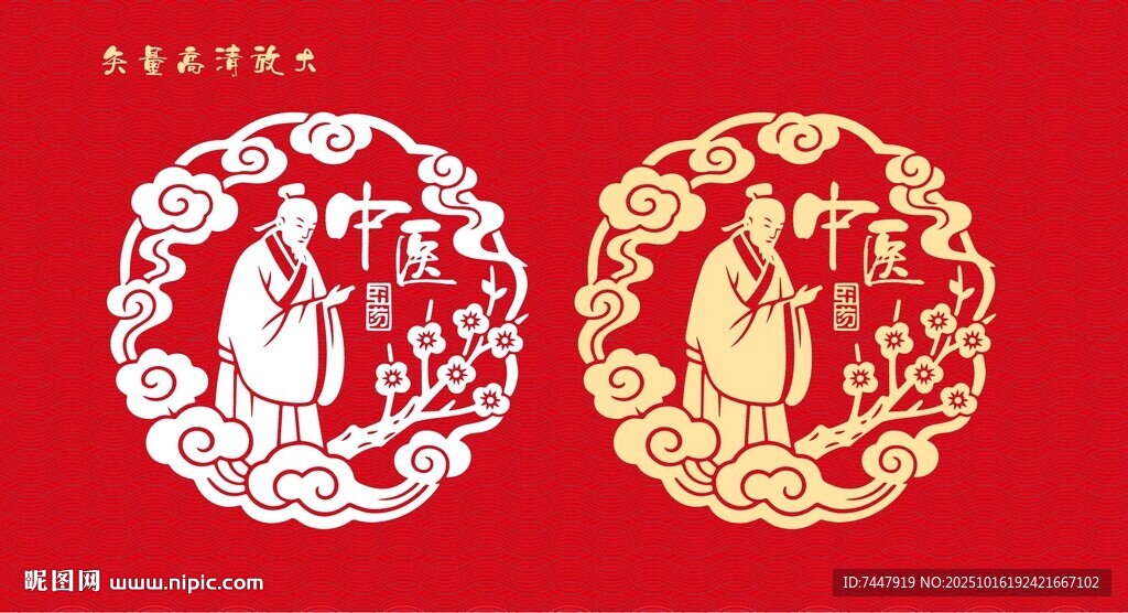 中医人物底纹包装