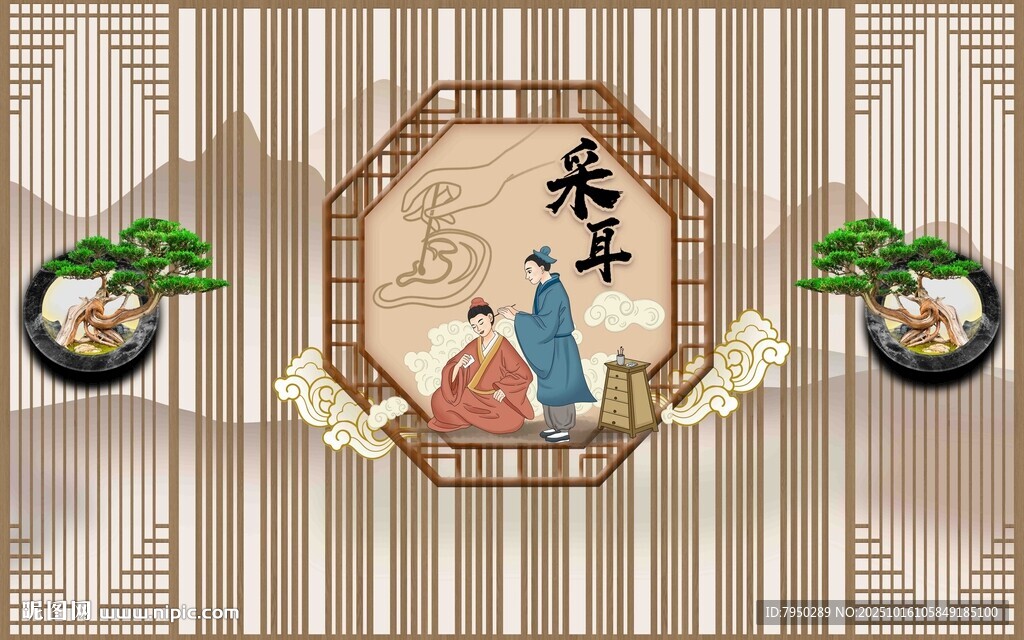 中式古风人物装饰画场景