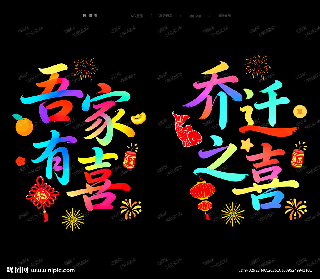 乔迁玻璃贴