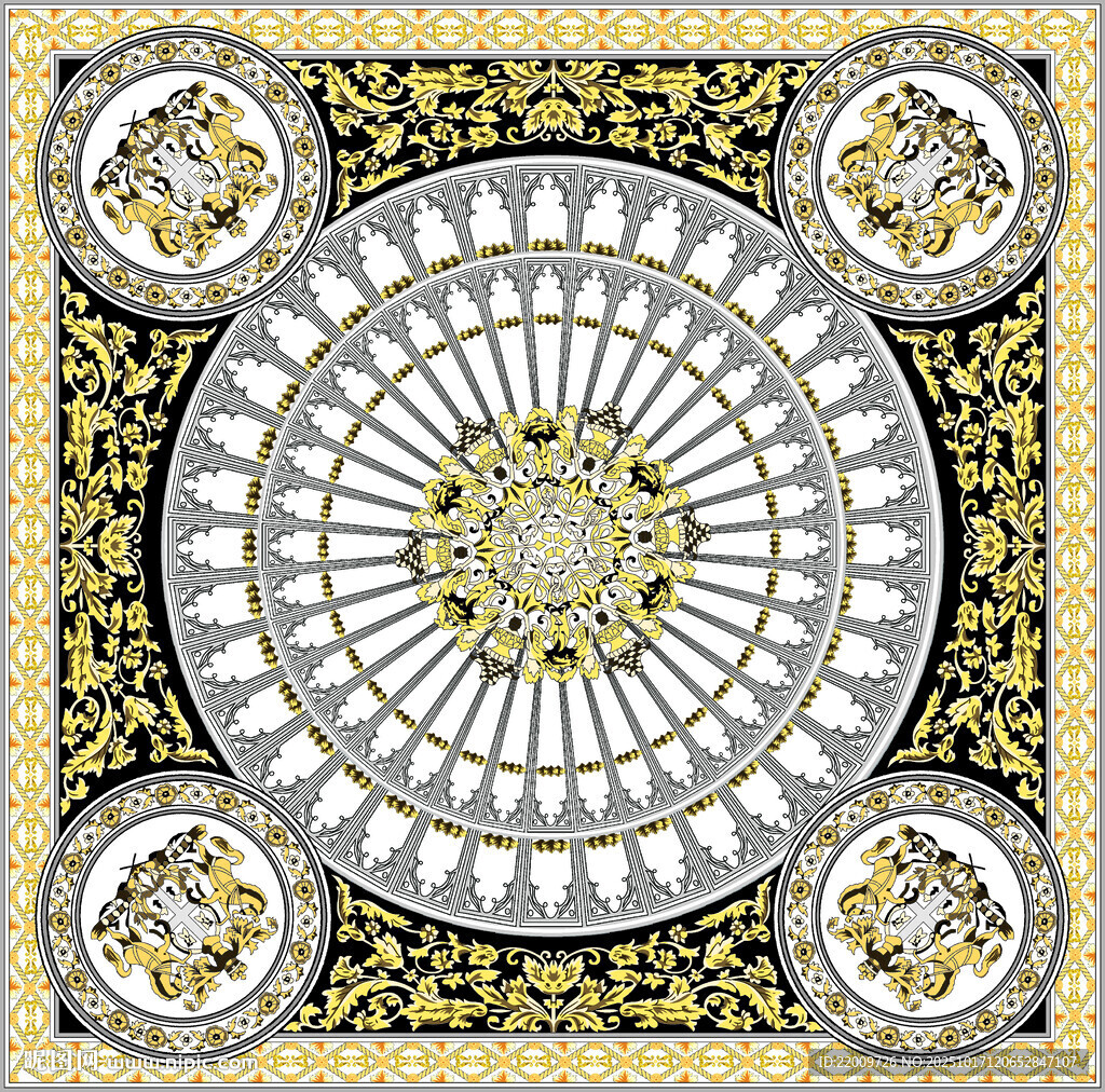 精美复古圆形花纹图案