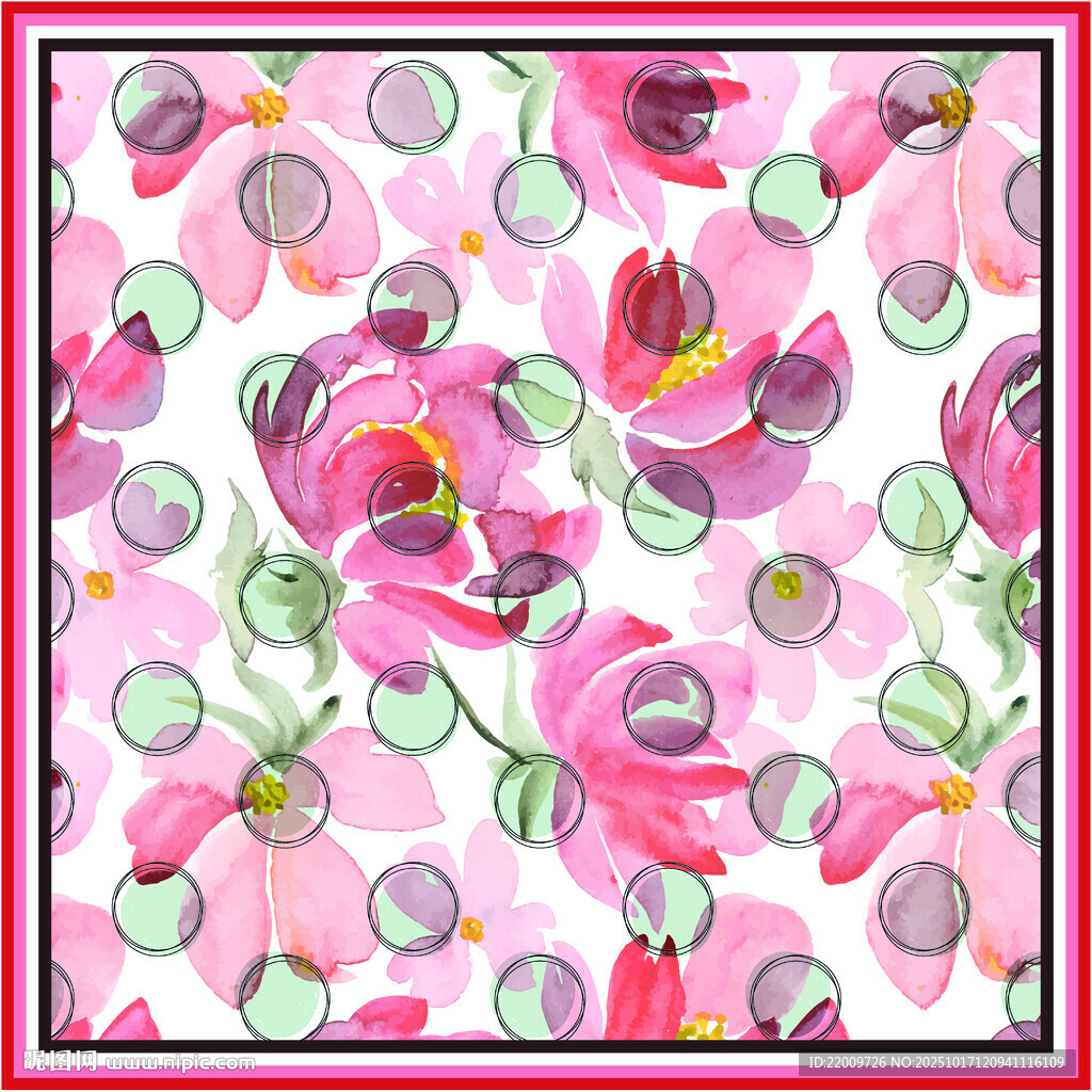 粉色花卉图案印花布料