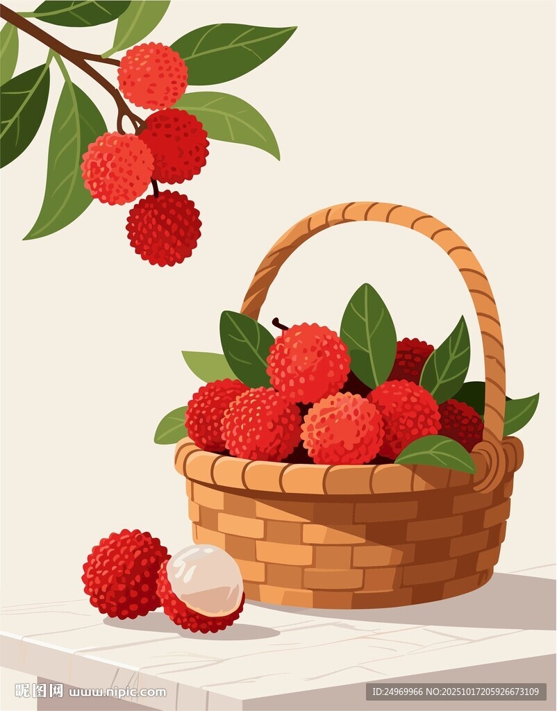 手绘荔枝插画