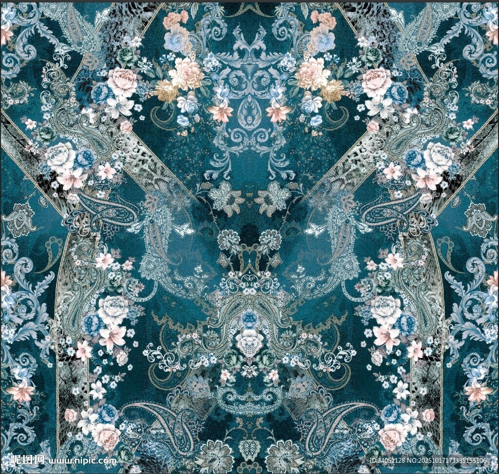 中式古典花卉纹样图案