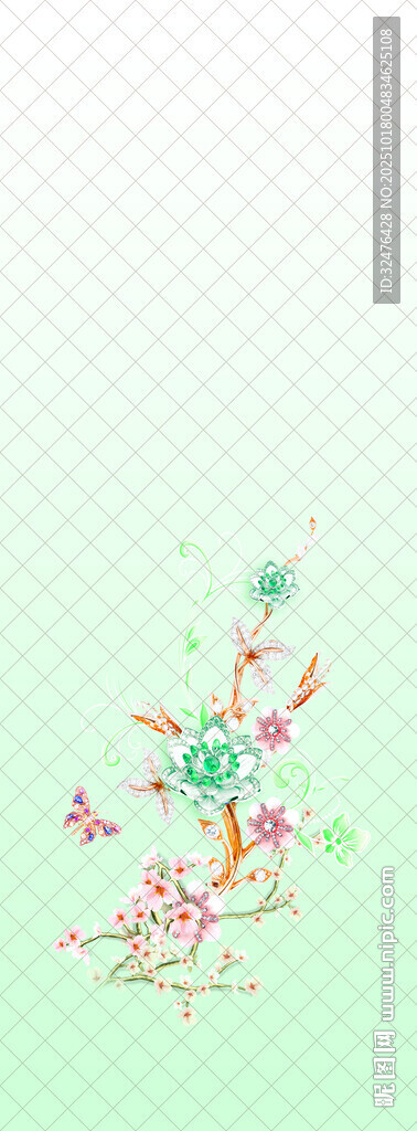 梦幻多彩蝴蝶插画图案