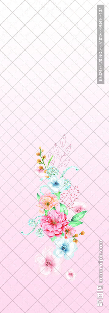 粉色背景花朵装饰图案