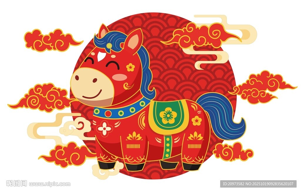 2026卡通马年国潮插画