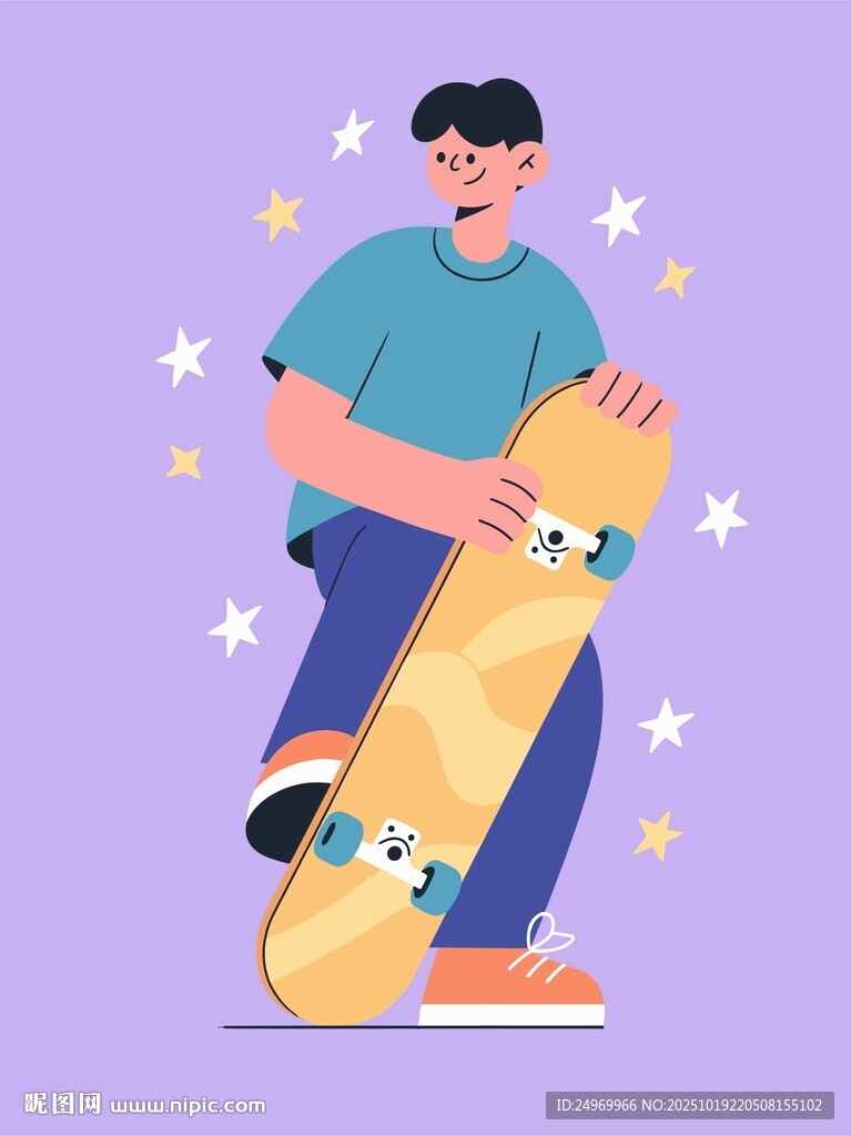 玩滑板的男孩