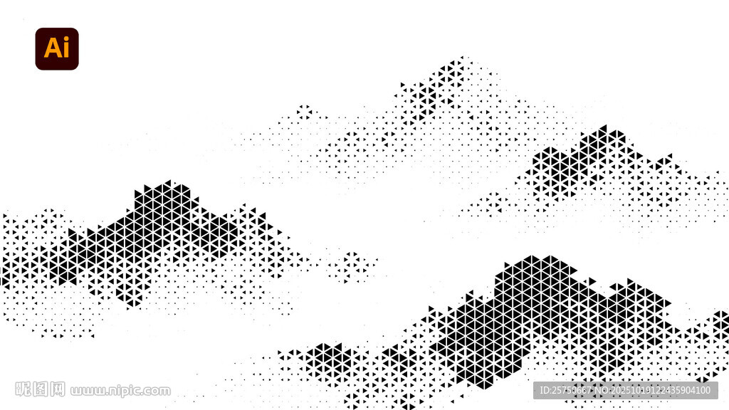 水墨山峦意境图