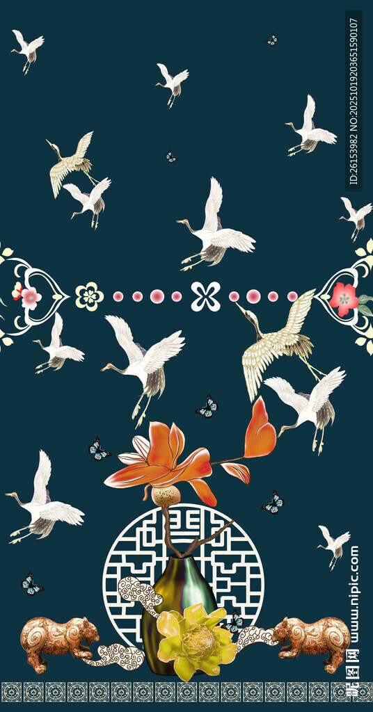 汉服中秋佳节飞鸟伴月场景