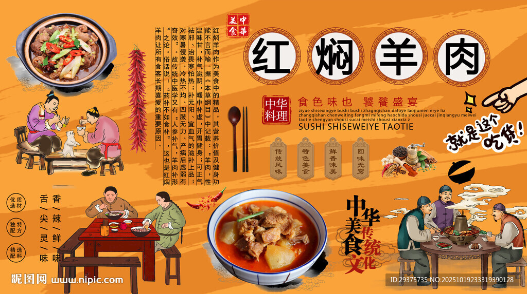 红焖羊肉背景墙