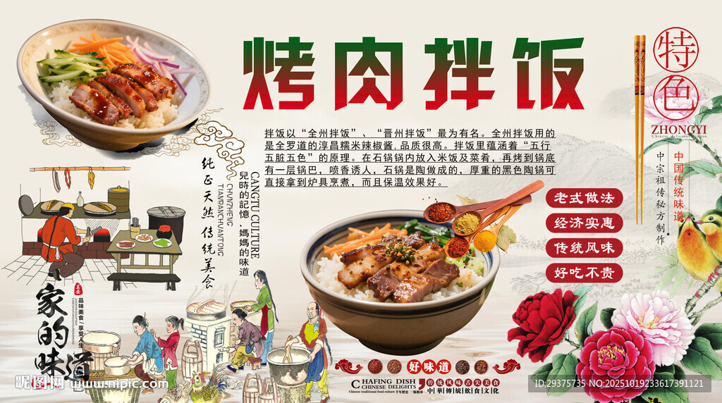 烤肉拌饭背景墙
