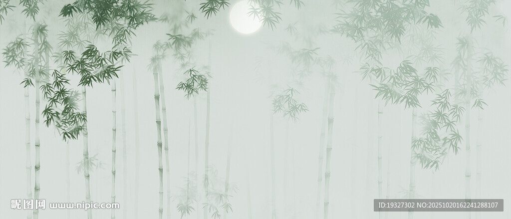 中式水墨竹子背景墙
