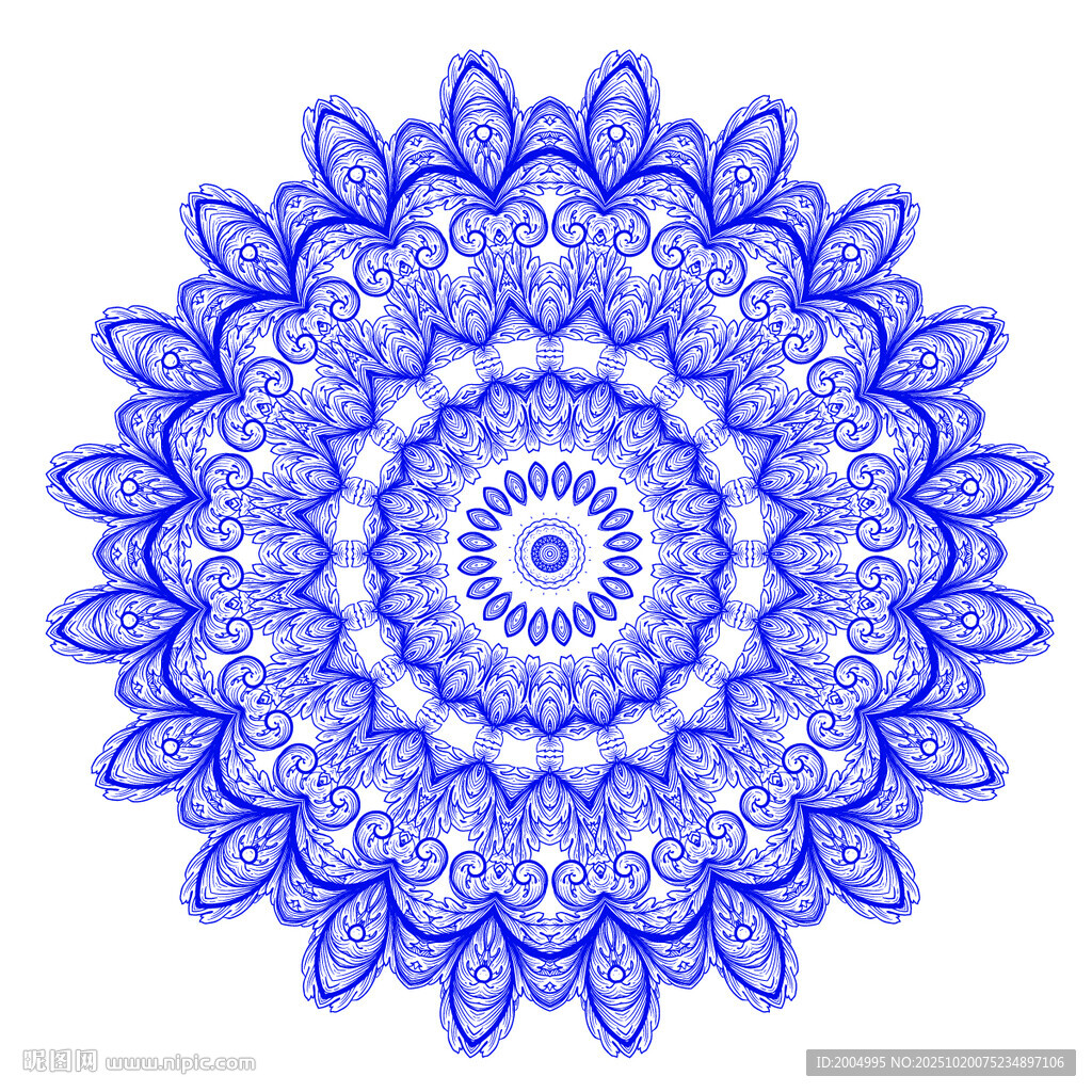 蓝色古典精美花纹