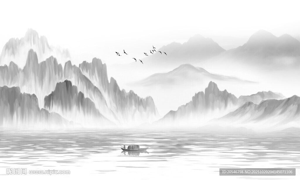 禅意山水水墨画
