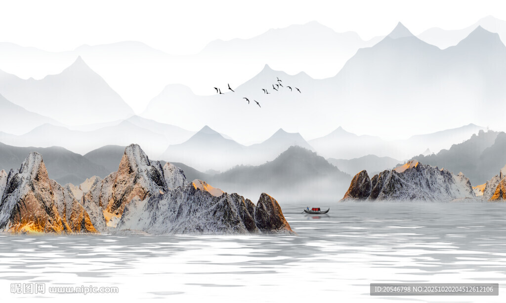 新中式水墨山水画