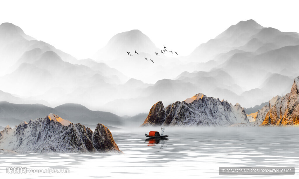 背有靠山山水画