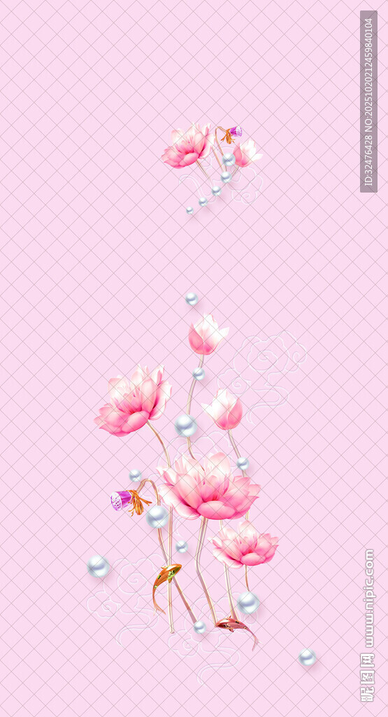 梦幻粉色系花卉装饰元素