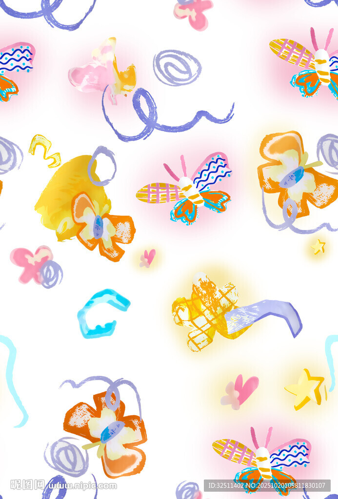梦幻多彩卡通元素图案