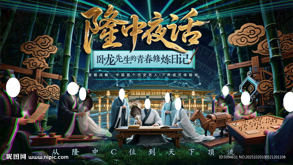 三国诸葛亮新中式赛博海报