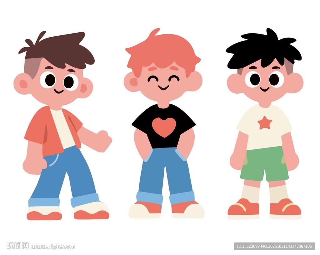 三个俏皮可爱的小男孩