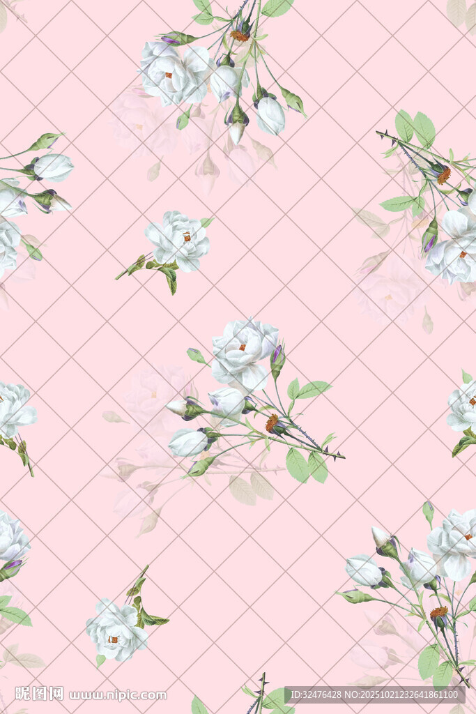 粉色背景玉兰花花卉图案