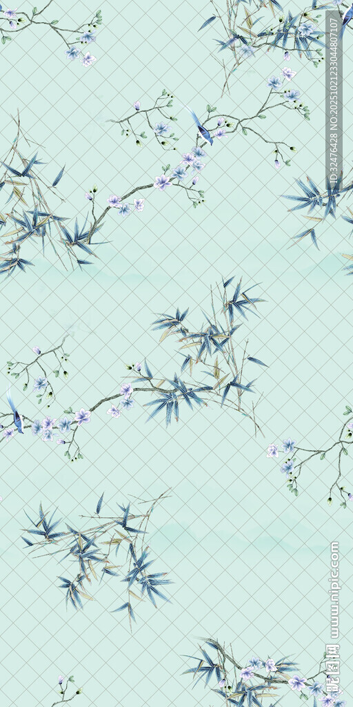 淡蓝底花卉图案纹理