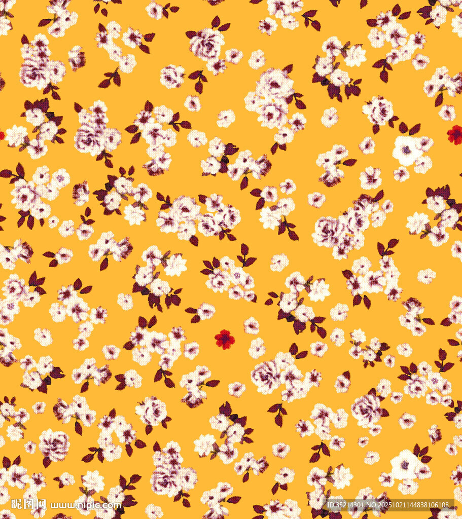 黄色碎花布料图案