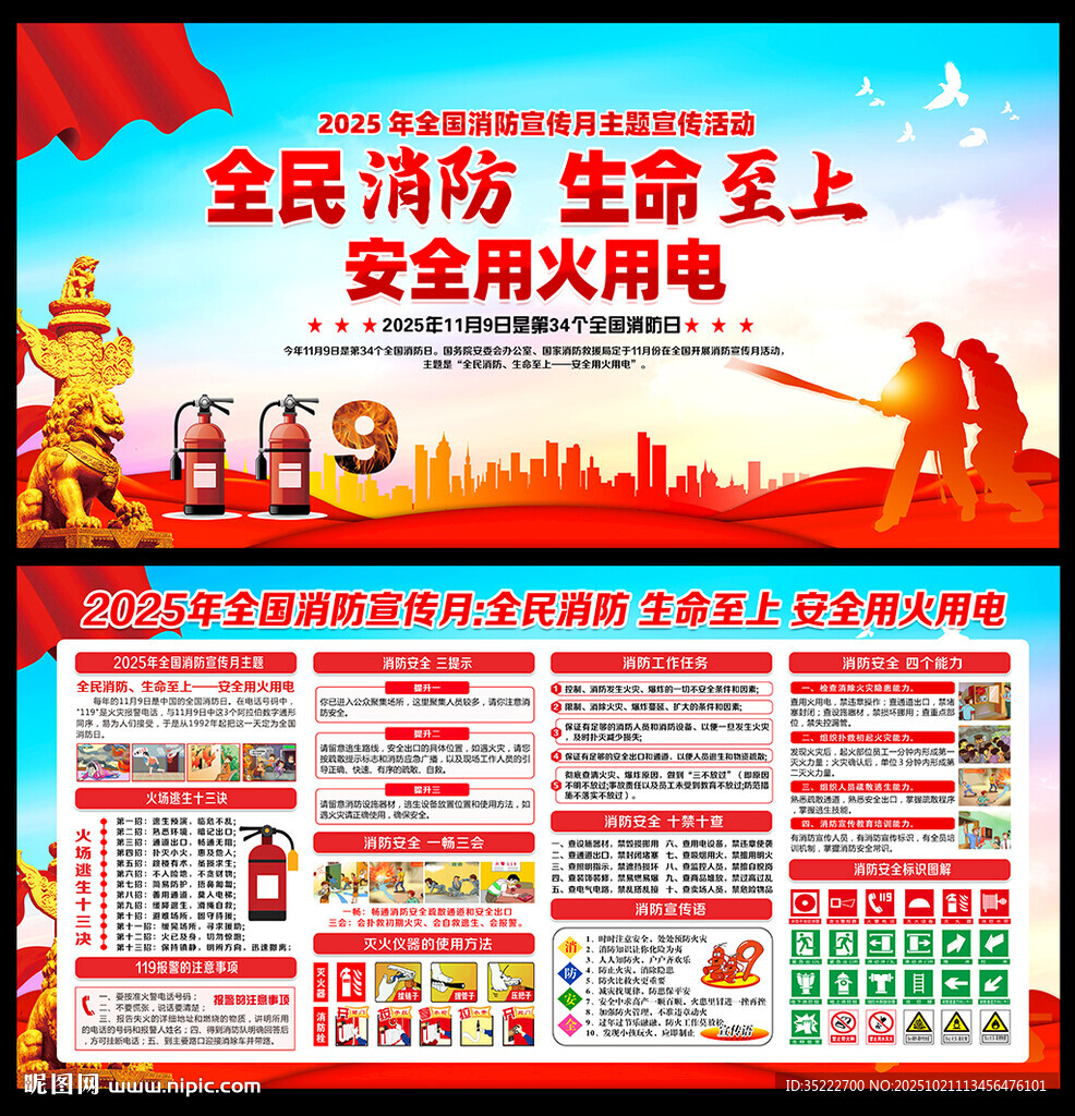 2025年119消防宣传月展板