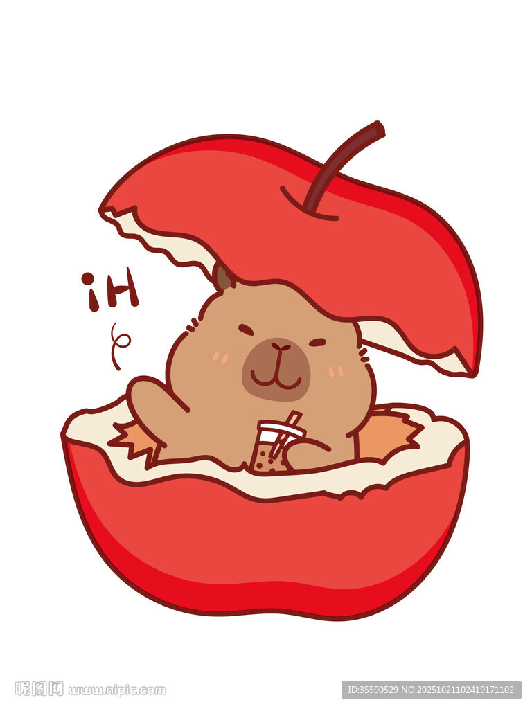 苹果中的可爱小熊