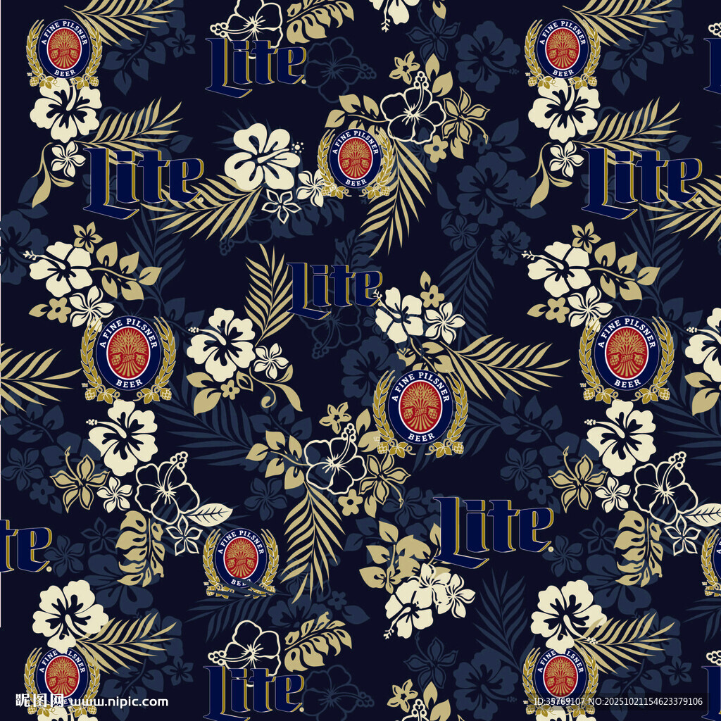 深蓝底花卉爱心图案设计