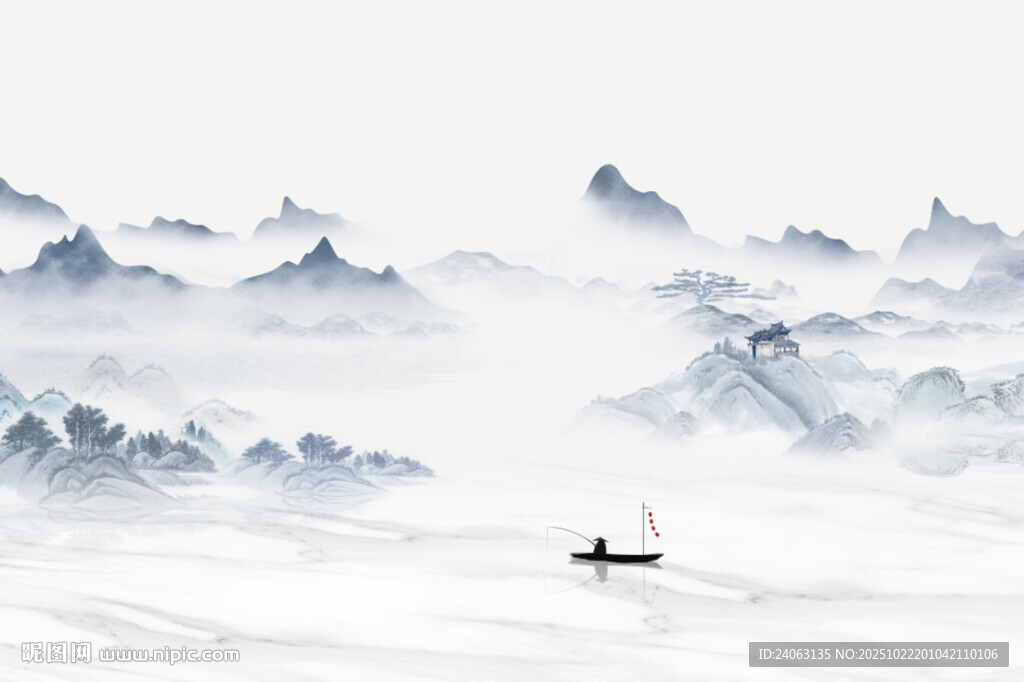 国画山水背景墙
